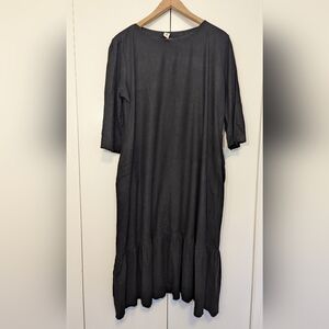 SMOKING LILY Black Linen Long Sleeve Dress